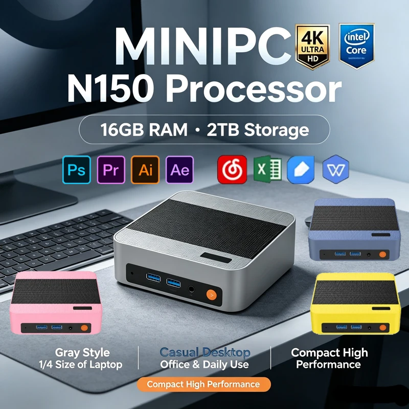 Pc Gaming Editing - Vibrant Multicolor Intel N150 Mini PC