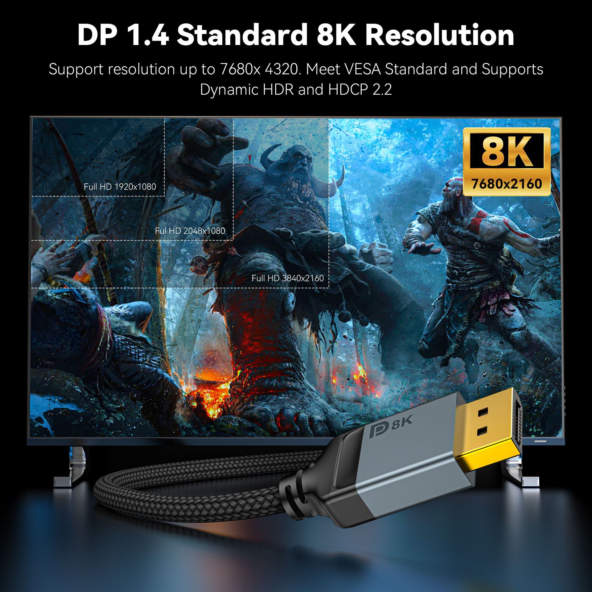 8K DisplayPort Cable 1.4,DP Ca - High Refresh Monitor 评论和价格