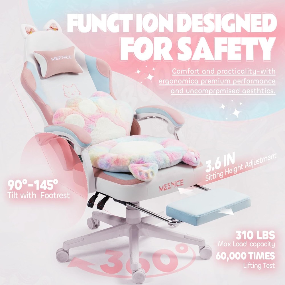 Gaming Chair Cute with Cat Ear - Pc Gaming Chair 评论和价格