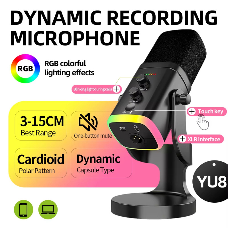YU8 USB XLR Dynamic Microphone - Pc Gaming Youtuber 评论和价格