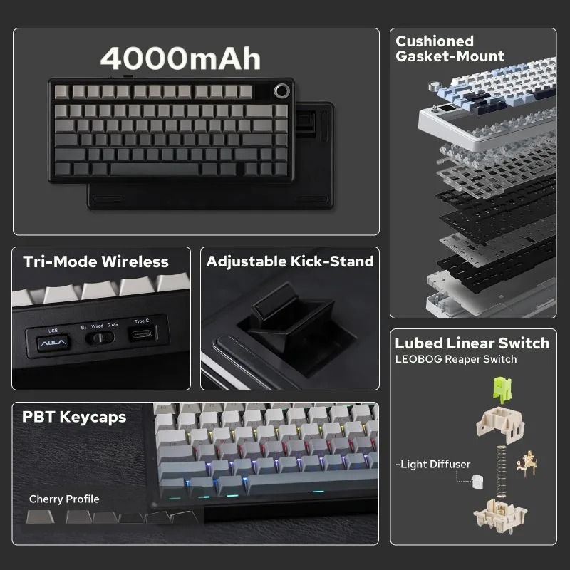 AULA F75 Max Mechanical Keyboa - Pc Gaming Rgb 评论和价格