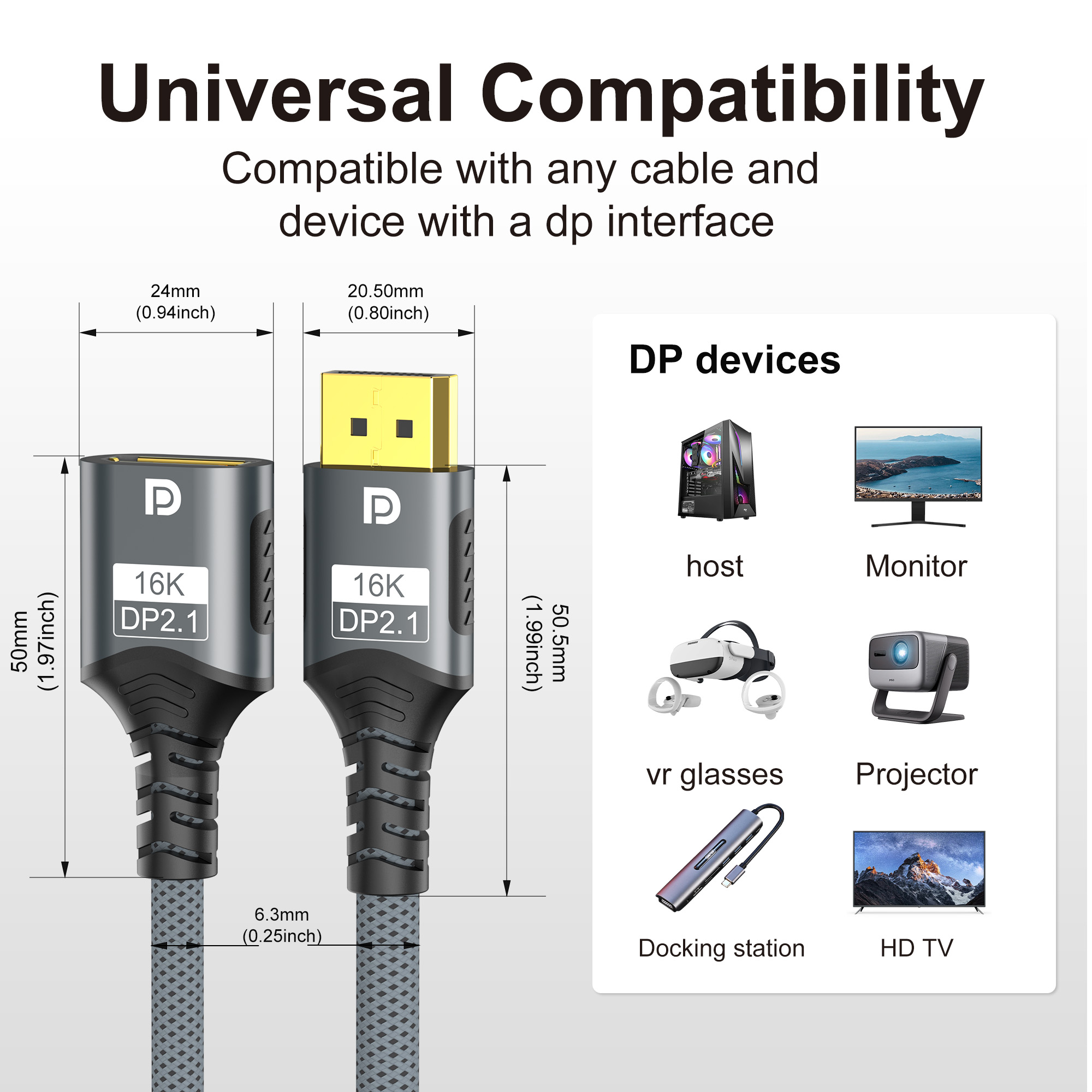 DisplayPort 2.1 Extension Cabl - High Refresh Monitor 评论和价格