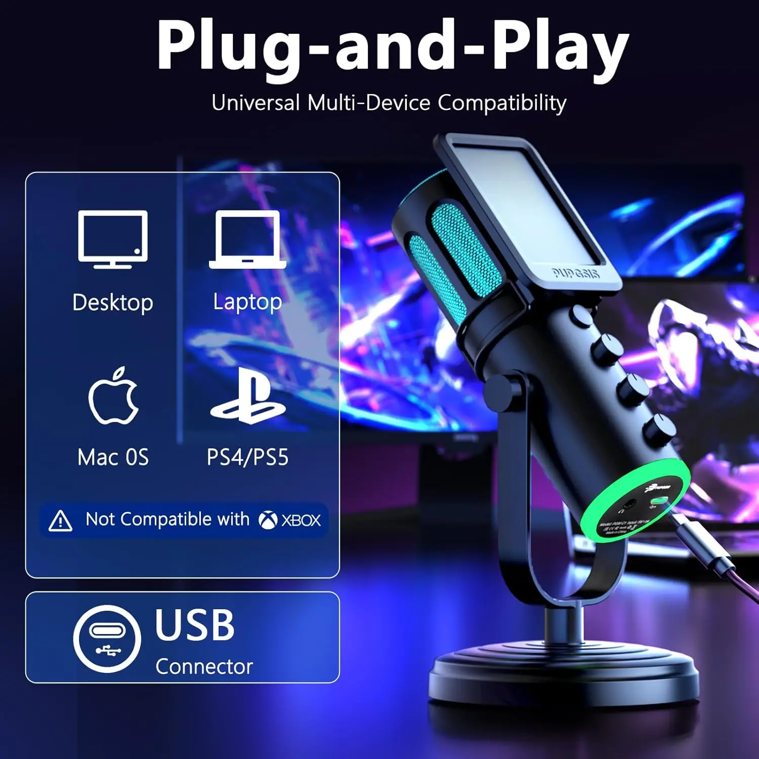 PUPGSIS USB PC Microphone, Gam - Pc Gaming Youtuber 评论和价格