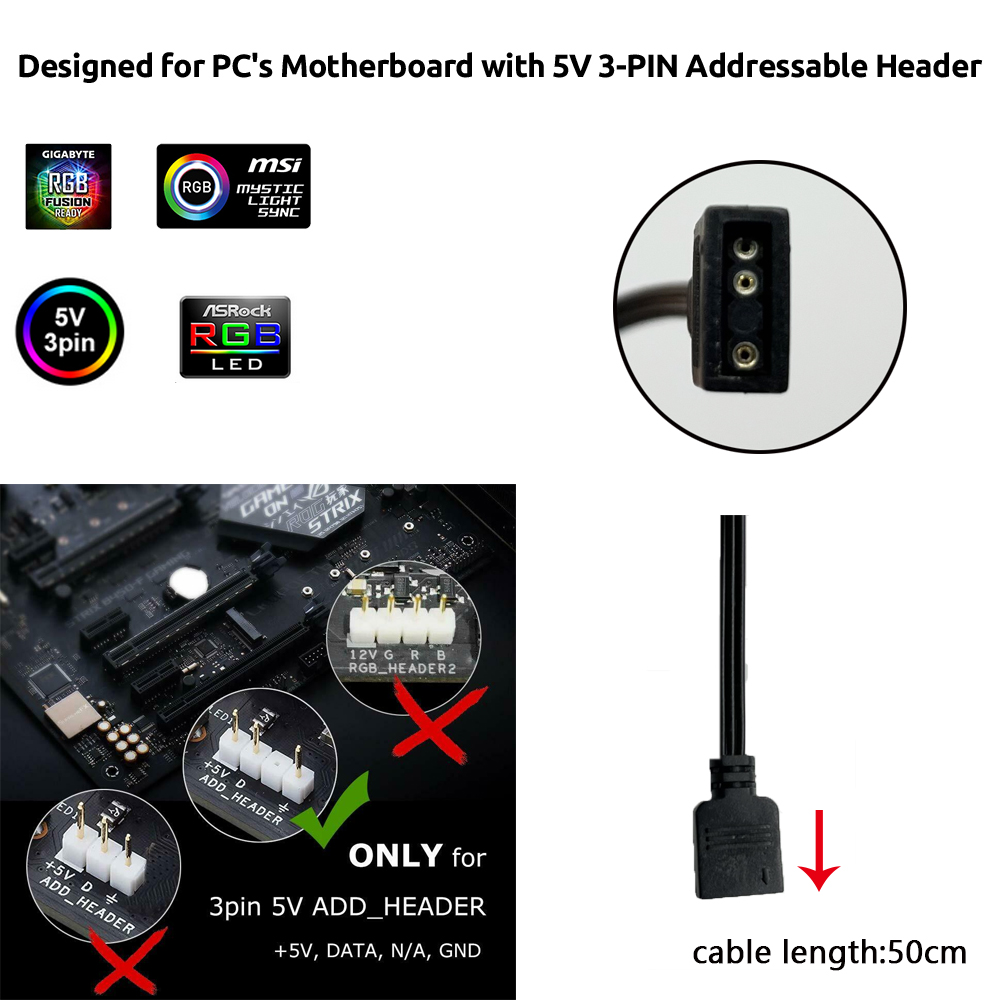 5V ARGB 3Pin Header for Asus A - Pc Gaming Rgb 评论和价格