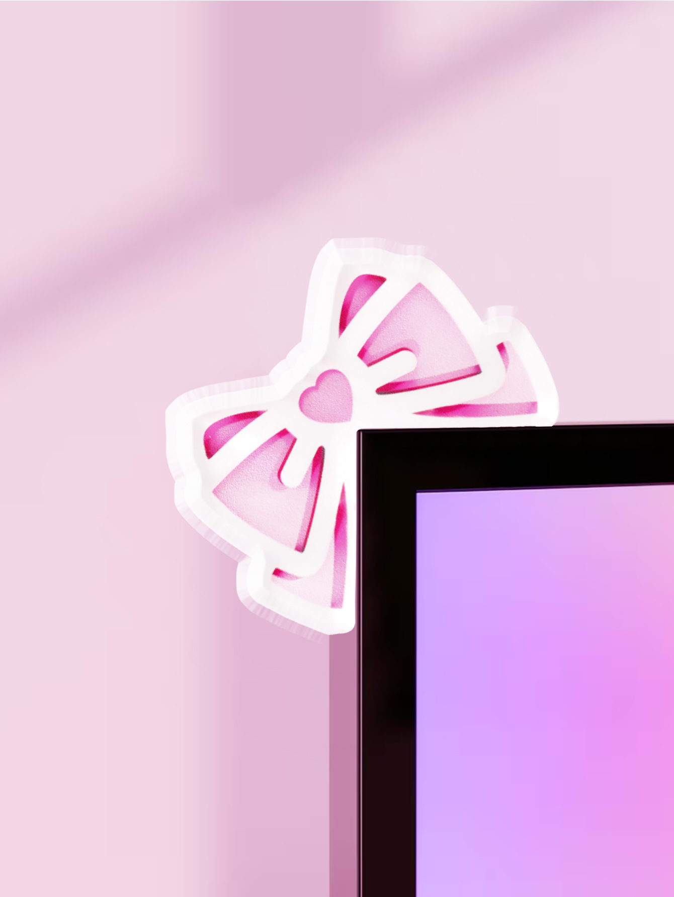 Kawaii Bow Monitor Decor Pink  - Pc Gaming Kawaii 评论和价格