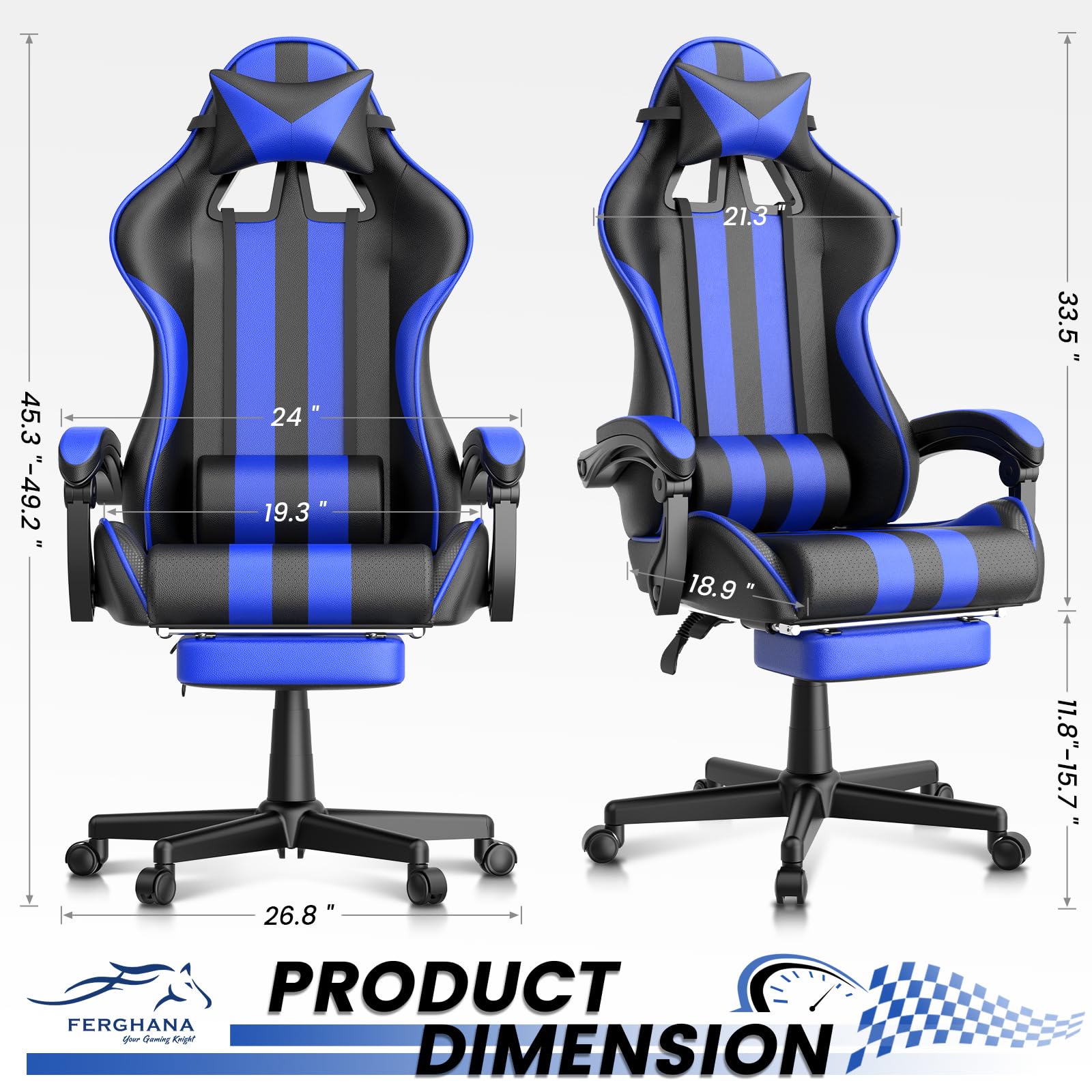 Blue Gaming Chairs with Footre - Pc Gaming Chair 评论和价格